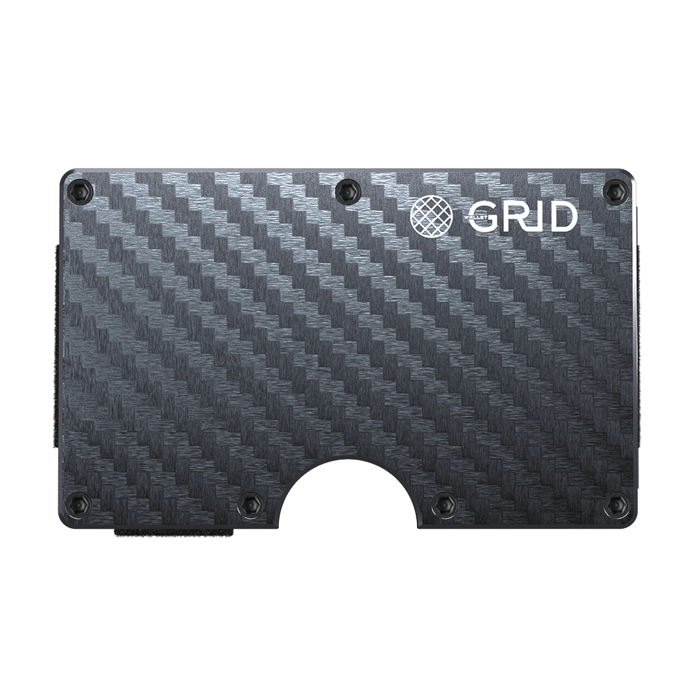 GRID carbon fiber card wallet, back view