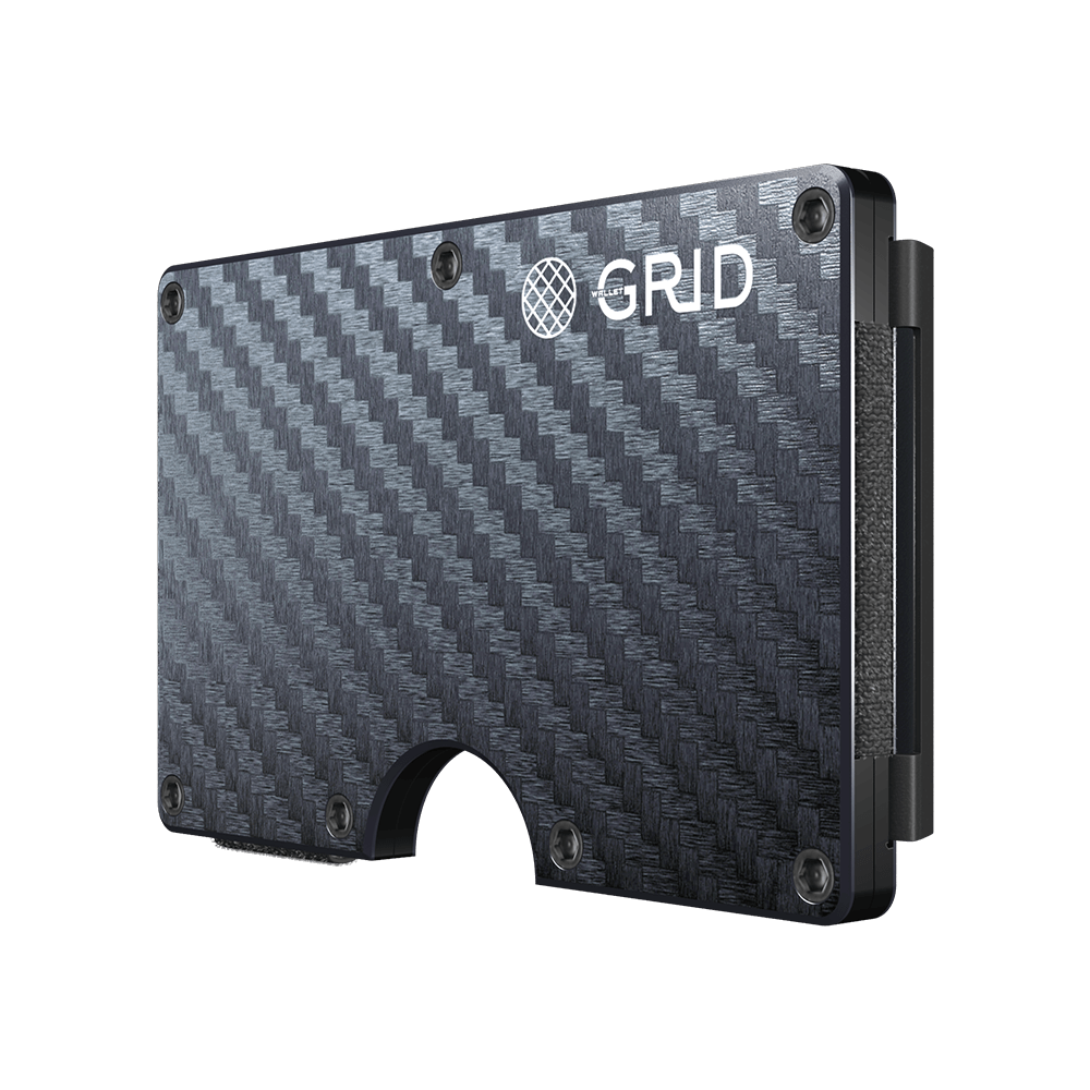 GRID carbon fiber card wallet, front view