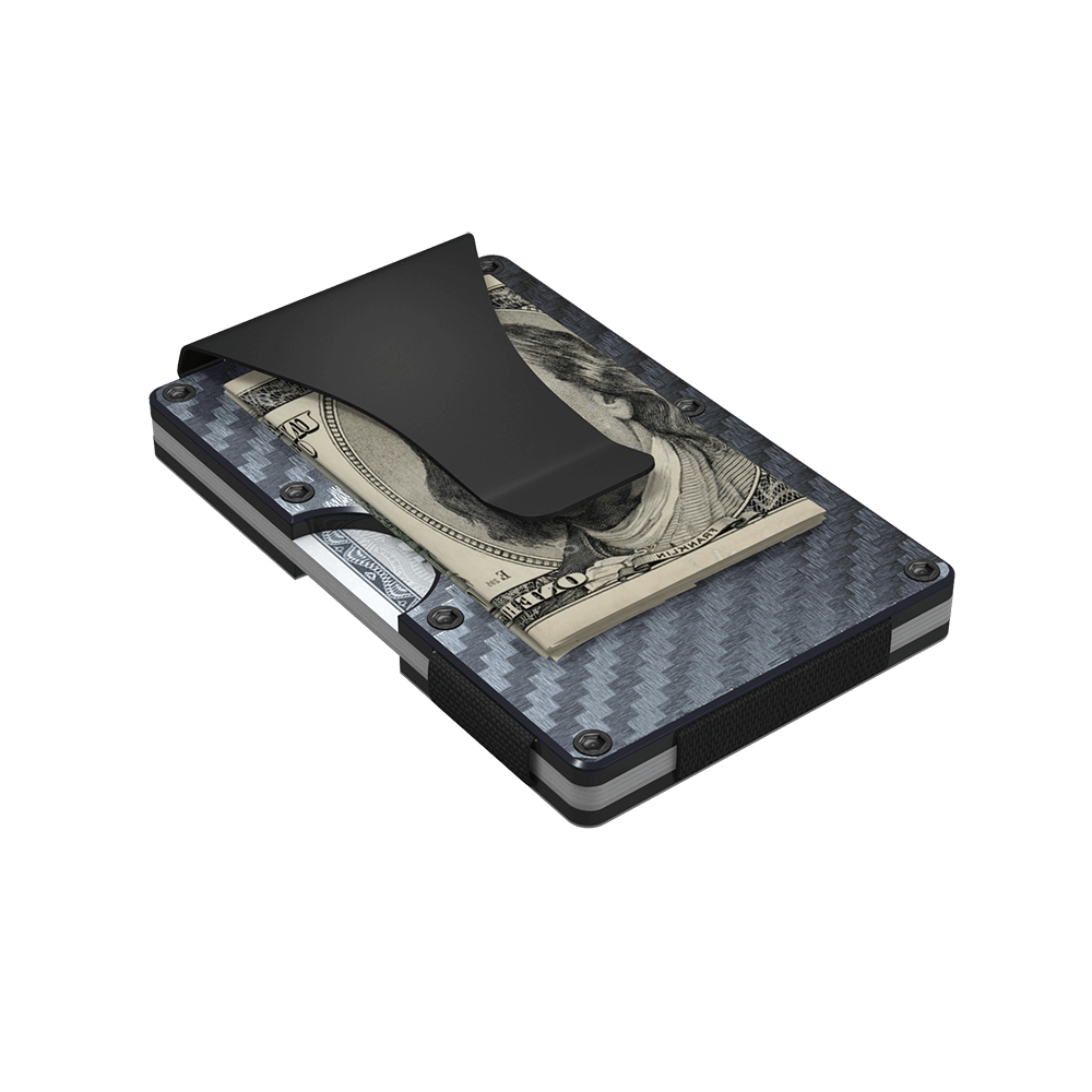 GRID carbon fiber card wallet with money clip holding cash