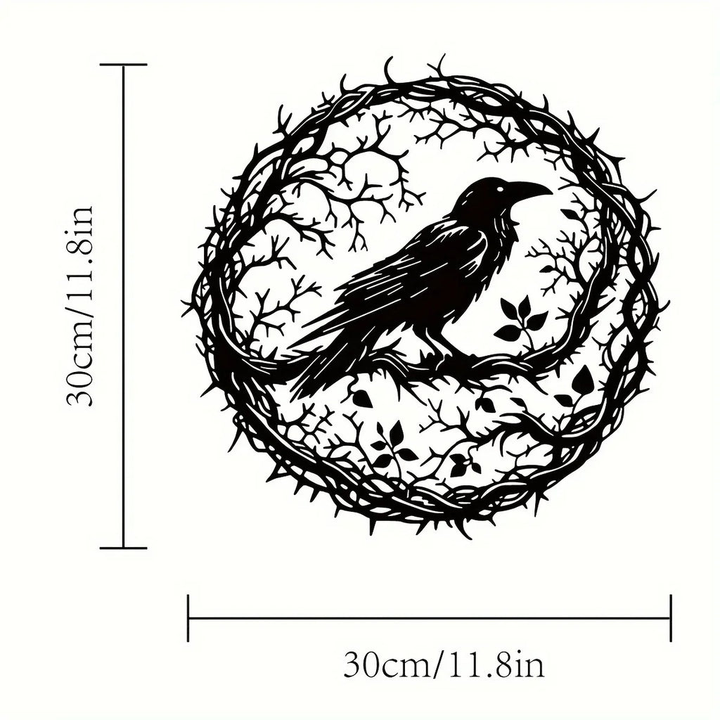 Crow wall art size diagram: 11.8 × 11.8 in